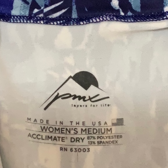 PMX ZIP MOCK NECK TOP- BLUE Liza Lyb Print - Picture 7 of 9